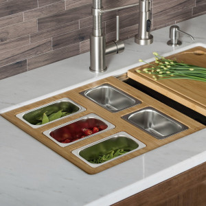 KRAUS KSC-1005BB Workstation Kitchen Sink Serving Board Set w/ Stainless Steel Bowl