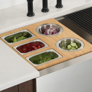 KRAUS KSC-1006BB Workstation Kitchen Sink Serving Board Set with Stainless Steel Bowl
