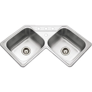 Houzer LCR-3221-1 Legend Series Topmount Stainless Steel Corner Bowl KitchenSink