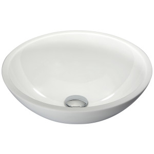 ANZZI LS-AZ032 Egret Series Round Glass Bathroom Vessel Sink In White