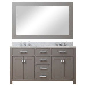 Water Creation Madison60GBF Dual Sink Bath Vanity With Mirror And Faucets