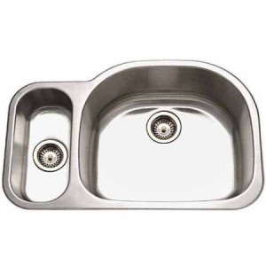 Houzer MG-3209SL-1 Stainless Steel 70/30 Bowl Kitchen Sink -Small Bowl Left