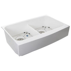 Nantucket Sinks NS-GSEZA32D Retrofit Glacierstone Double Bowl EZApron Sink