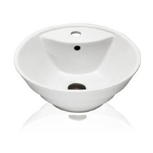 Lenova PAC-10 Round White Bahtroom Porcelain Sink With Overflow Above Count