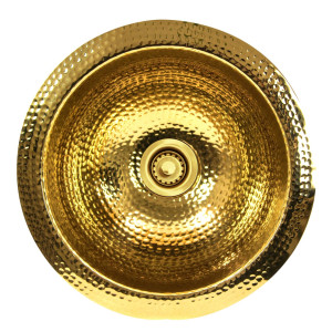 Nantucket Sinks 13 Inch Hand Hammered Brass Round Undermount Bar Room Sink