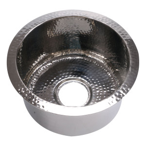 Nantucket RS15-SS 15-Inch Hand Hammered Round Stainless Steel Bar Sink