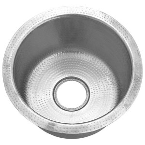 Nantucket Sinks RS15-SSMF 15-Inch Hand Hammered Round Stainless Steel Bar Sink