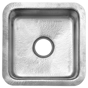 Nantucket Sinks SQRS-7MF 16.5 Inch Square Hammered Satin Matte Finish Stainless 