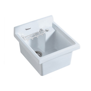 Whitehaus WH474-53 Vitreous China Drop-in Sink w/ Basket & Off Center Drain