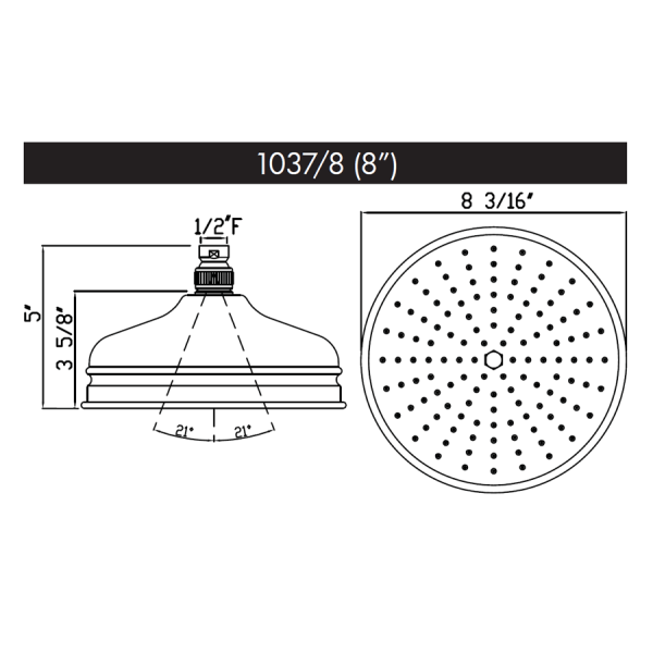 Rohl 1037/8 8" Bordano Shower Rose with Easy Clean Anti-Cal Spray Pattern
