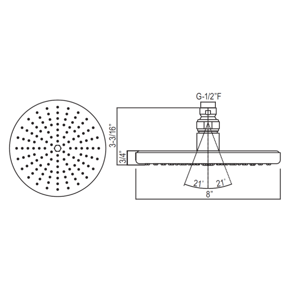 Rohl 1075/8 8" Rodello Showerhead with Swivel and Flow Restrictor