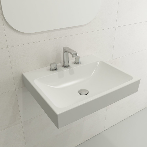 BOCCHI 1077-XXX-0127 Scala Arch 23.75 Inch 3-Hole Wall-Mounted Fireclay Sink