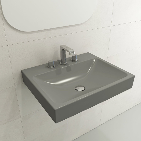 BOCCHI 1077-XXX-0127 Scala Arch 23.75 Inch 3-Hole Wall-Mounted Fireclay Sink