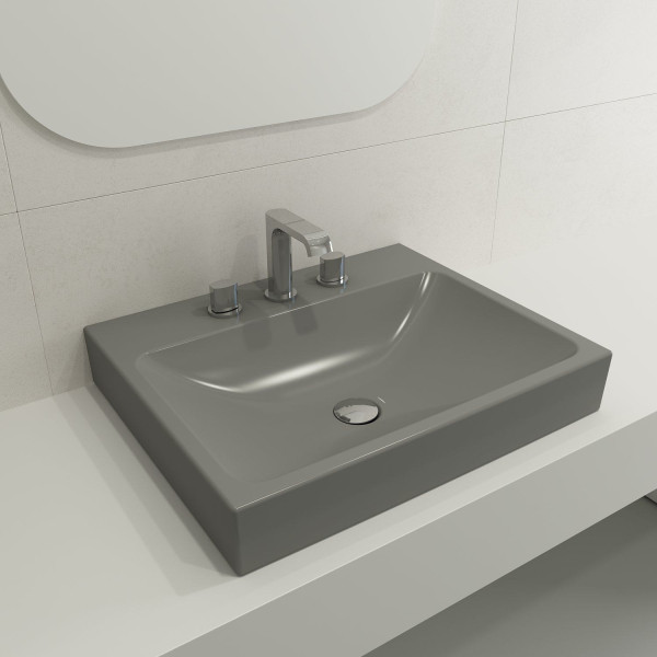BOCCHI 1077-XXX-0127 Scala Arch 23.75 Inch 3-Hole Wall-Mounted Fireclay Sink