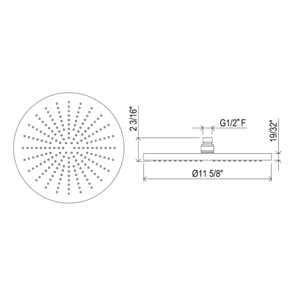 Rohl 1079/8 Rodello 12" Circular Single Function Rain Shower Head