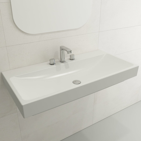 BOCCHI 1079-XXX-0127 Scala Arch 39.75 Inch 3-Hole Wall-Mounted Fireclay Sink