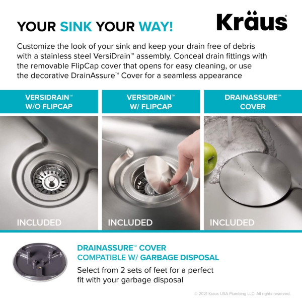 Kraus KD1UD33B Dex 33-Inch 50/50 Double TRU16 Gauge Stainless  Kitchen Sink