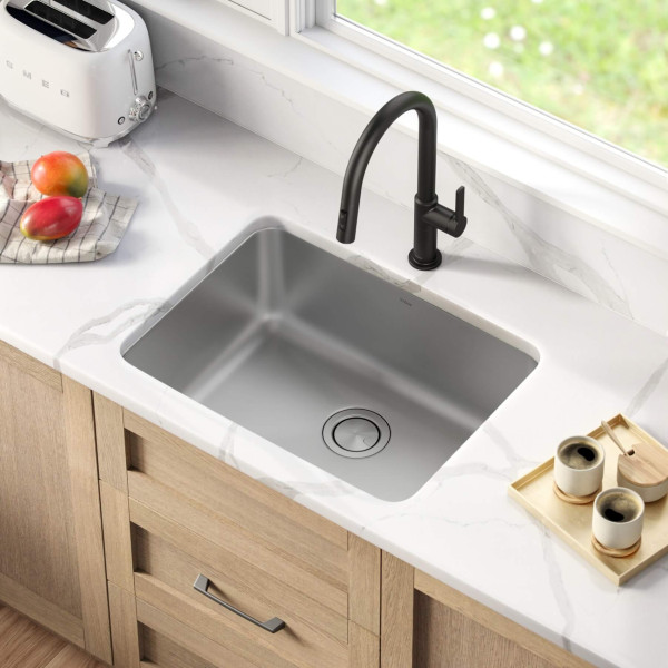 Kraus KA1US25B Dex 25” Undermount 16 Gauge Stainless  Single Bowl Kitchen Sink