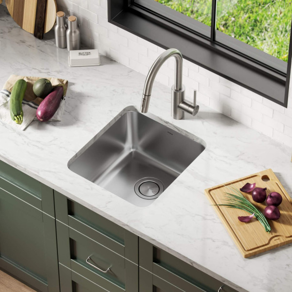 Kraus KA1US17B Dex 17” Undermount 16 Gauge Stainless  Single Bowl Kitchen Sink