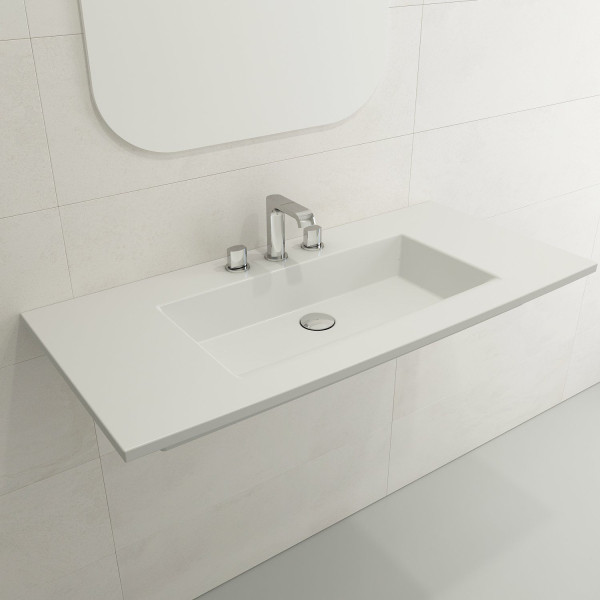 BOCCHI 1105-XXX-0127 Ravenna 40.5 Inch 3-Hole Wall-Mounted Fireclay Sink