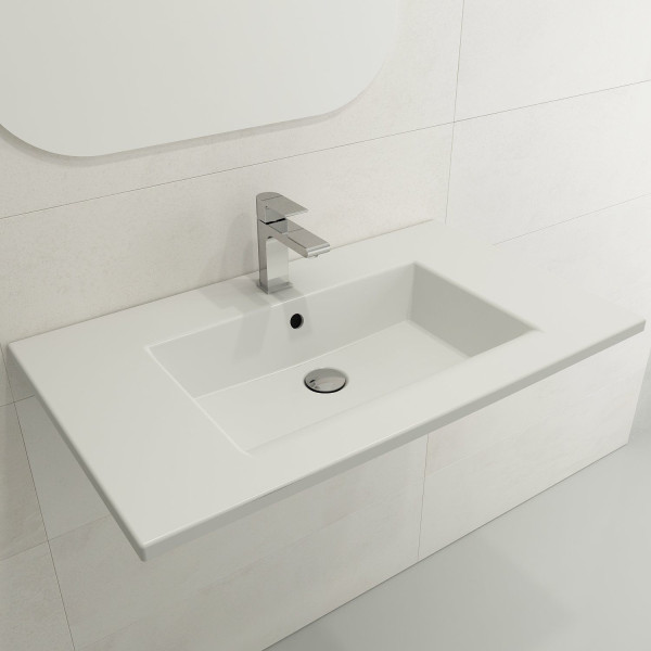 BOCCHI 1113-XXX-0127 Ravenna 32.25 Wall-Mounted Fireclay Sink with Overflow