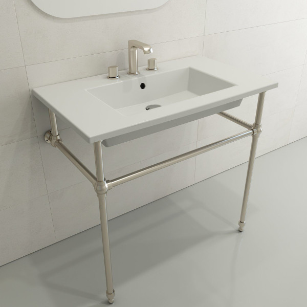 BOCCHI 1113-XXX-0127 Ravenna 32.25 Wall-Mounted Fireclay Sink with Overflow