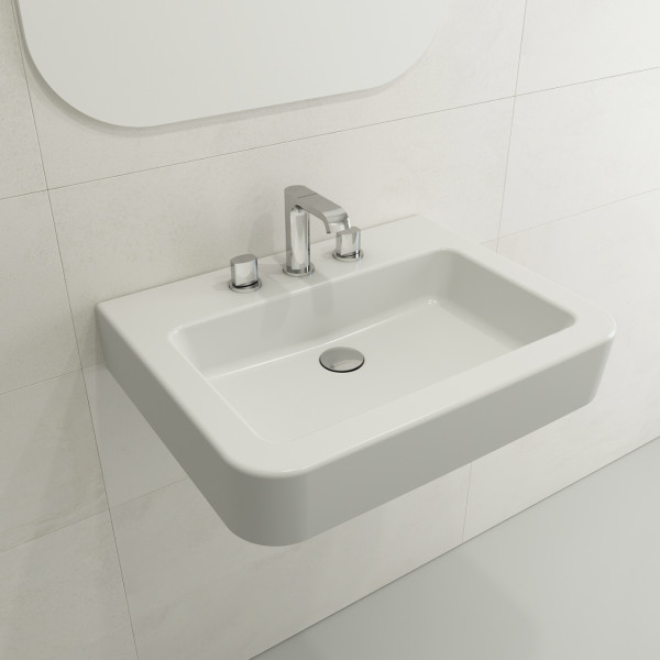 BOCCHI 1123-XXX-0127 Parma Wall-Mounted Sink Fireclay 25.5 in. 3-Hole Overflow