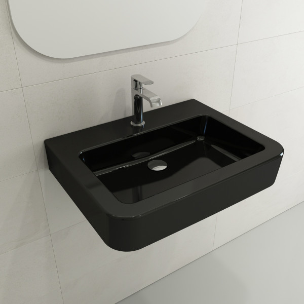 BOCCHI 1123-XXX-0126 Parma Wall-Mounted Sink Fireclay 25.5 in. 1-Hole Overflow