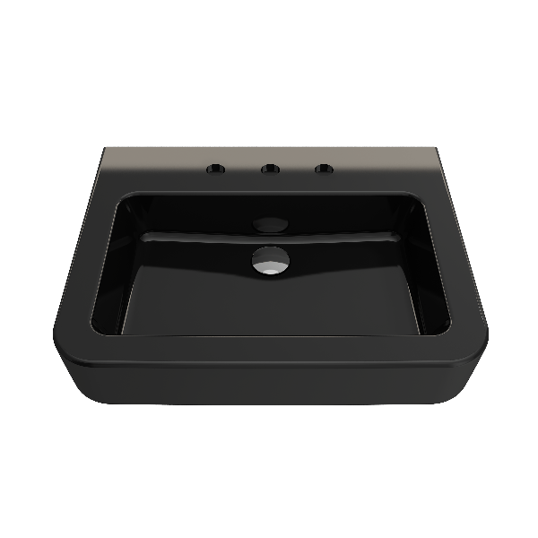 BOCCHI 1123-XXX-0127 Parma Wall-Mounted Sink Fireclay 25.5 in. 3-Hole Overflow