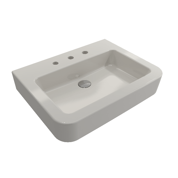 BOCCHI 1123-XXX-0127 Parma Wall-Mounted Sink Fireclay 25.5 in. 3-Hole Overflow