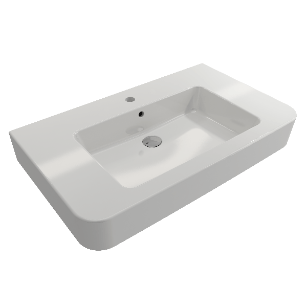 BOCCHI 1124-XXX-012X Parma Wall-Mounted Sink Fireclay 33.5" 1-Hole with Overflow