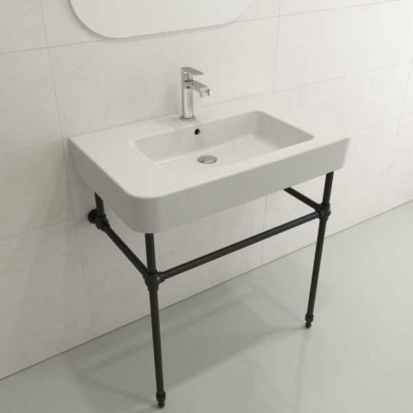 BOCCHI 1124-XXX-012X Parma Wall-Mounted Sink Fireclay 33.5" 1-Hole with Overflow