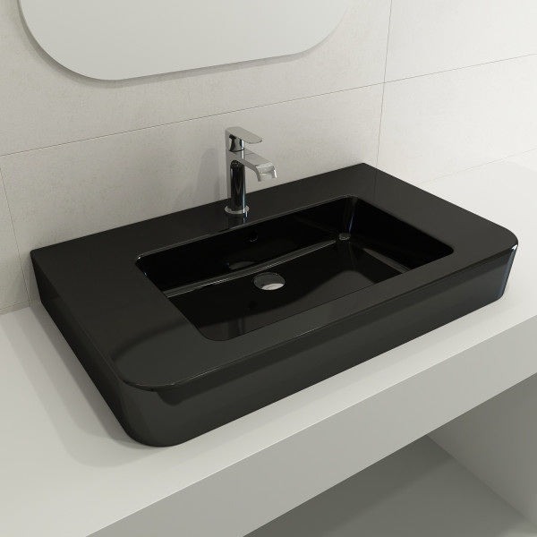 BOCCHI 1124-XXX-012X Parma Wall-Mounted Sink Fireclay 33.5" 1-Hole with Overflow