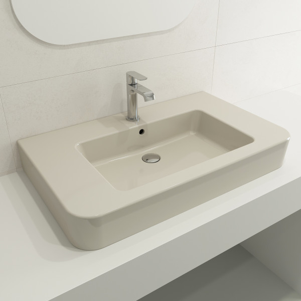 BOCCHI 1124-XXX-012X Parma Wall-Mounted Sink Fireclay 33.5" 1-Hole with Overflow