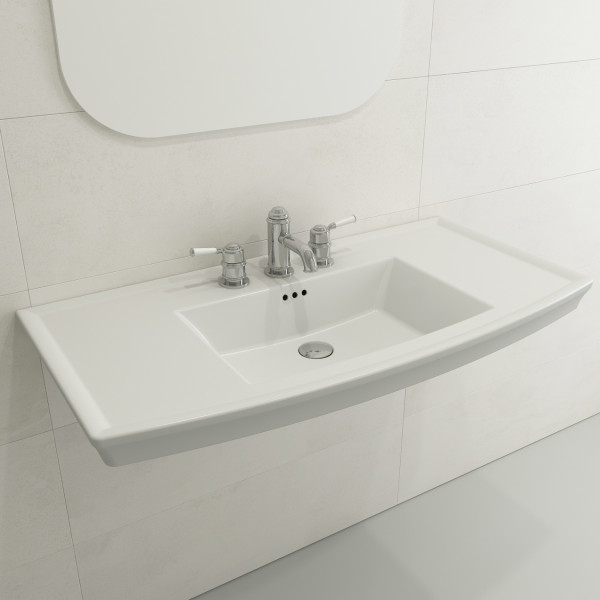 BOCCHI 1168-XXX-0127 Lavita Console Sink Fireclay 40 in. 3-Hole with Overflow