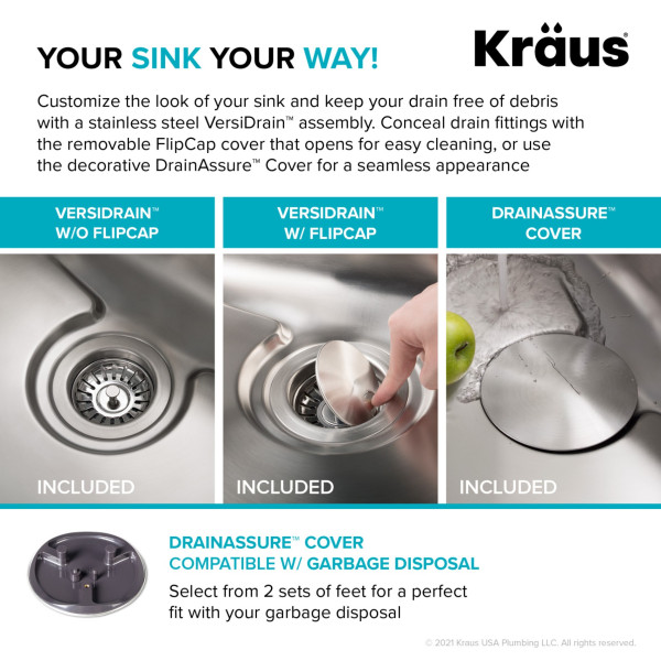Kraus KD1US33B Dex 33” Undermount 16 Gauge Stainless  Single Bowl Kitchen Sink