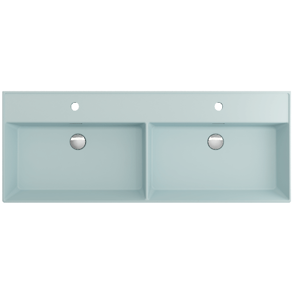 BOCCHI 1393-XXX-0132 47.75 in. Double Bowl Fireclay Sink for Two 1-Hole Faucets