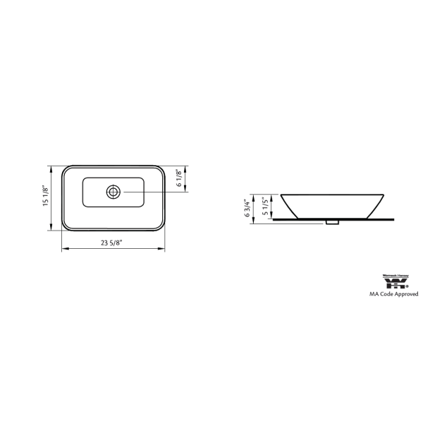 Cheviot 1274-WH Fireclay Element Rectangular Vessel  Sink in White