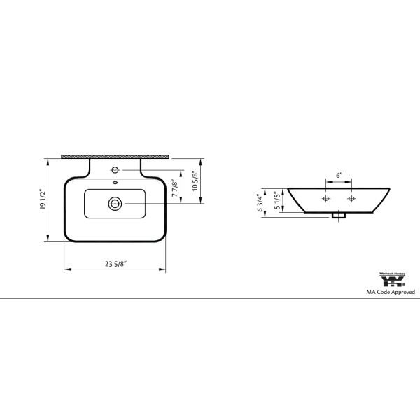 Cheviot 1275-WH-1 Fireclay Element Rectangular Vessel Sink in White
