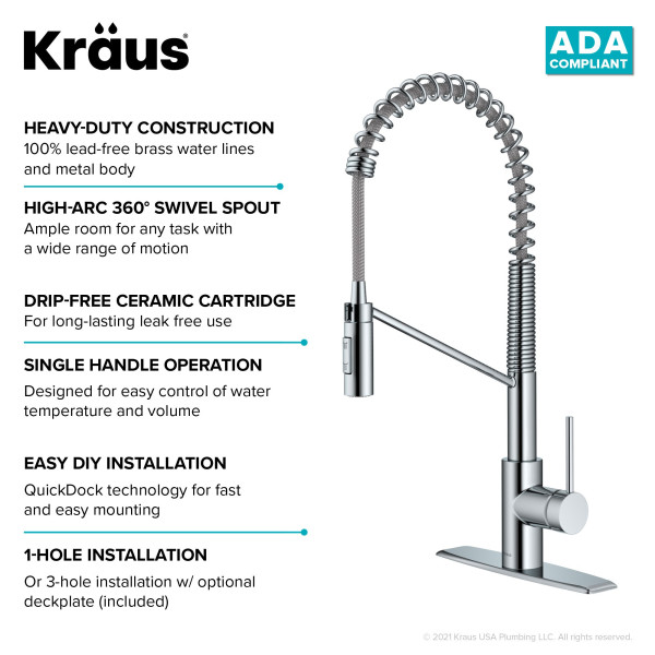 Kraus KPF-2631 Oletto™ Single Handle Pull Down Commercial Kitchen Faucet