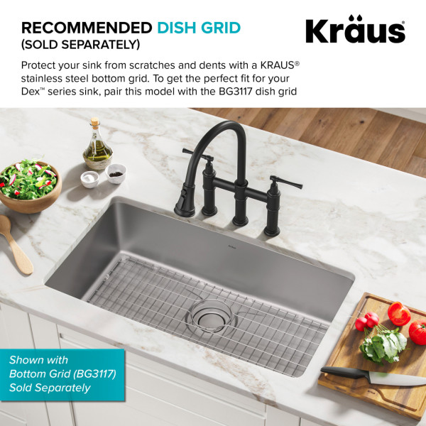 Kraus KD1US33B Dex 33” Undermount 16 Gauge Stainless  Single Bowl Kitchen Sink