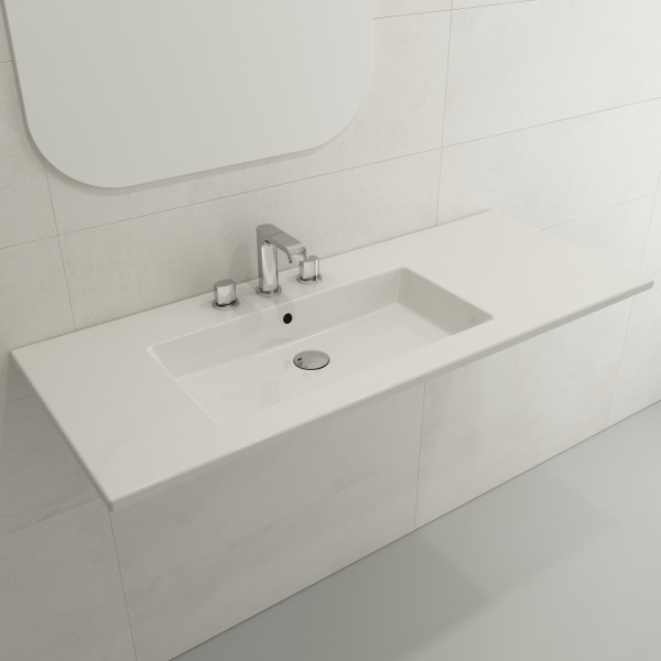 BOCCHI 1305-XXX-012X Ravenna Wall-Mounted Sink Fireclay 47.5 in. with Overflow