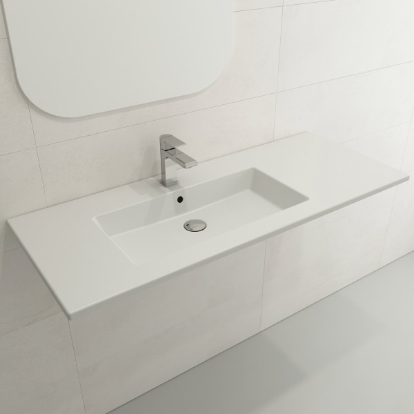 BOCCHI 1305-XXX-012X Ravenna Wall-Mounted Sink Fireclay 47.5 in. with Overflow
