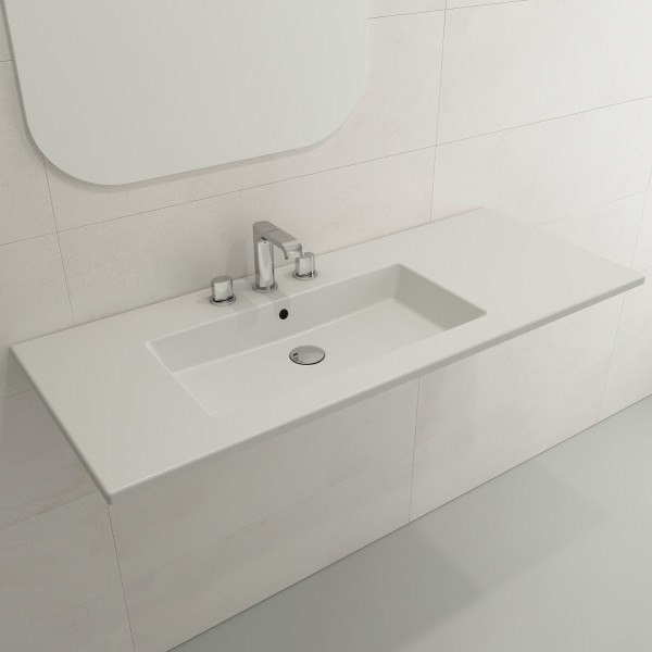 BOCCHI 1305-XXX-012X Ravenna Wall-Mounted Sink Fireclay 47.5 in. with Overflow