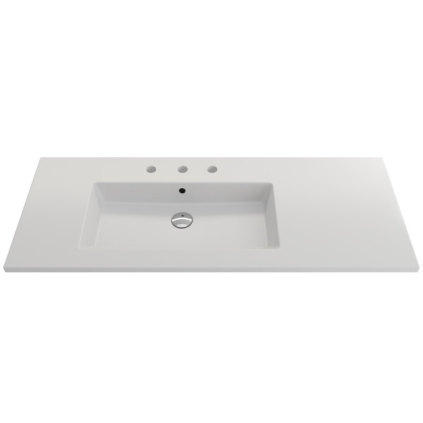 BOCCHI 1305-XXX-012X Ravenna Wall-Mounted Sink Fireclay 47.5 in. with Overflow