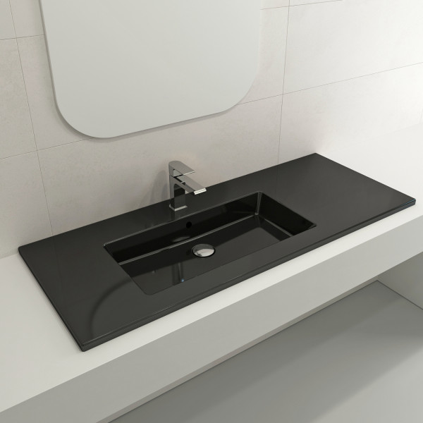 BOCCHI 1305-XXX-012X Ravenna Wall-Mounted Sink Fireclay 47.5 in. with Overflow