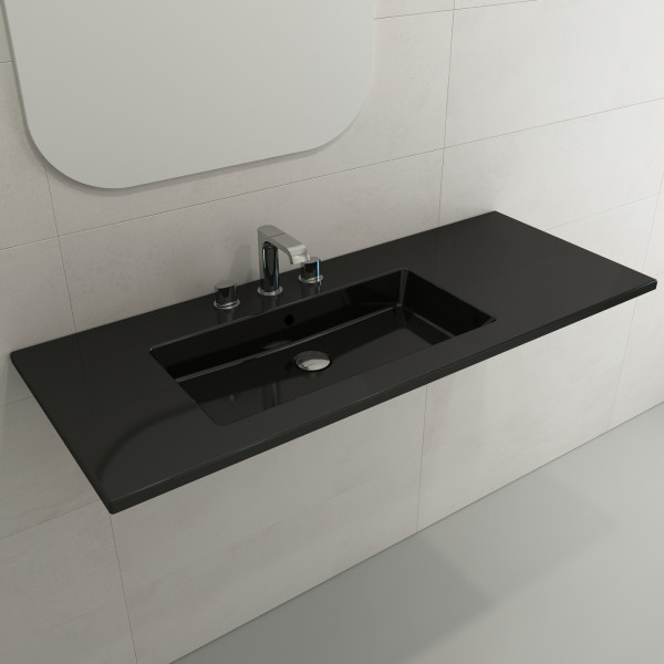 BOCCHI 1305-XXX-012X Ravenna Wall-Mounted Sink Fireclay 47.5 in. with Overflow