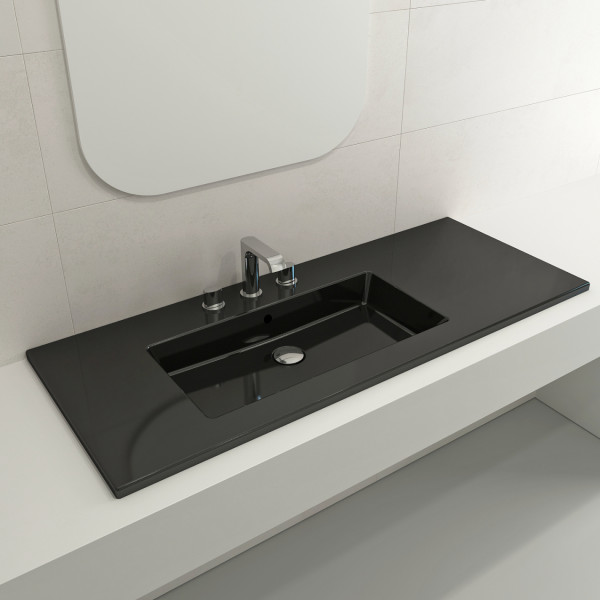 BOCCHI 1305-XXX-012X Ravenna Wall-Mounted Sink Fireclay 47.5 in. with Overflow