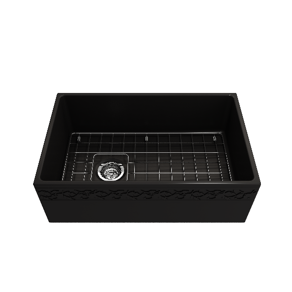 BOCCHI 1347-00x-0120 Apron Front Fireclay 30" Single Bowl Kitchen Sink