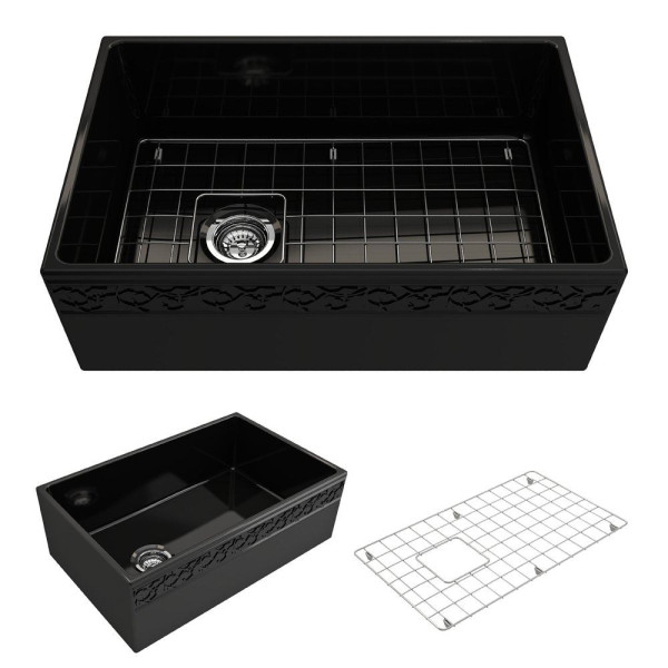 BOCCHI 1347-00x-0120 Apron Front Fireclay 30" Single Bowl Kitchen Sink